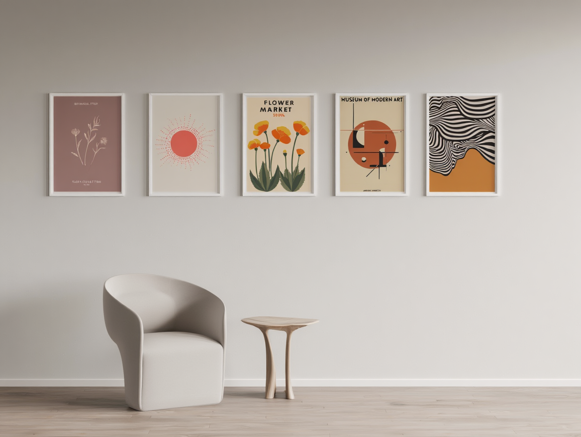 5 Modern Art Prints – Contemporary Gallery Wall Collection for Living Room, Bedroom & Office Decor