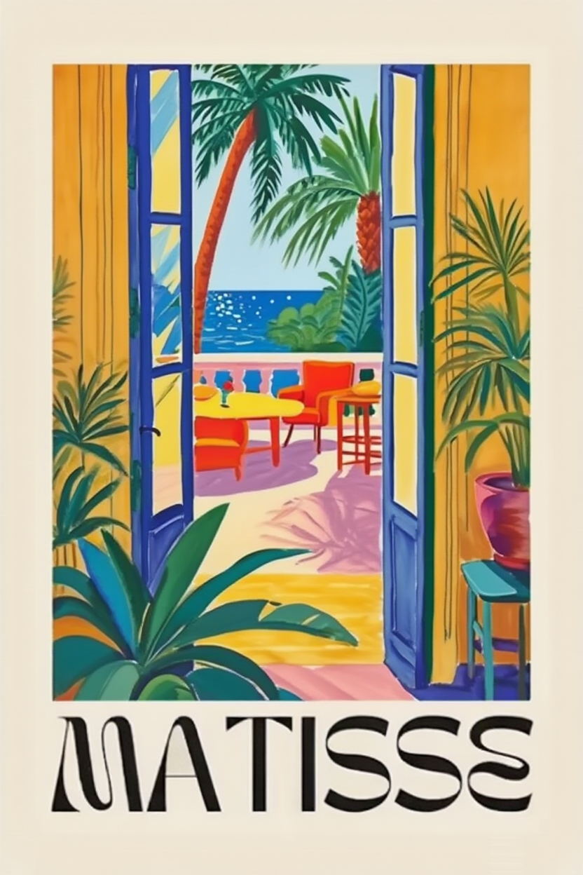 Matisse Tropical Interior Art Print  – 4 Colorful Modern Prints | Gallery Wall Décor for Living Room, Bedroom & Office