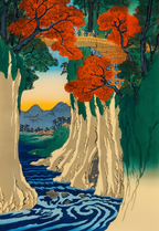 The Monkey Bridge by Utagawa Hiroshige II – Japanese Ukiyo-e Art Print - Hakyarts