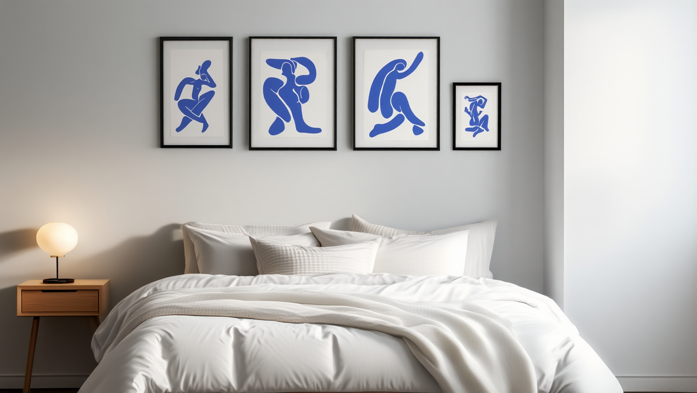 Blue Matisse Line Art – Set of 4 Modern Prints