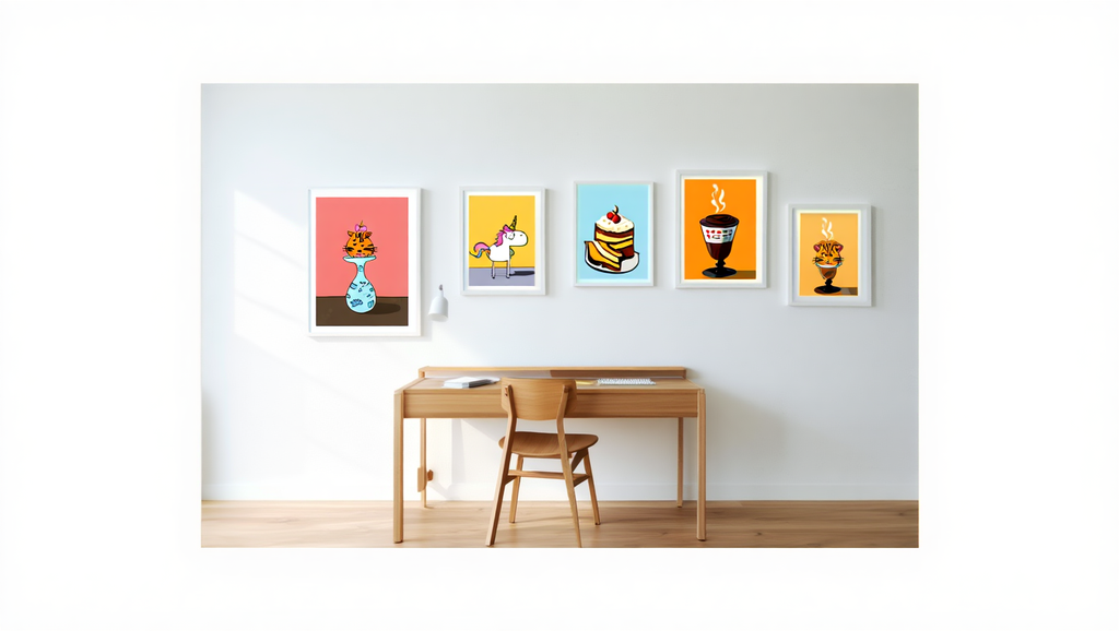 Abstract Cartoon Mix – Dining Room Set of 4 Modern Prints
