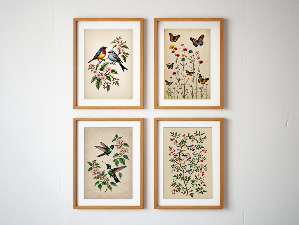 Hummingbirds Floral – 4 Prints
