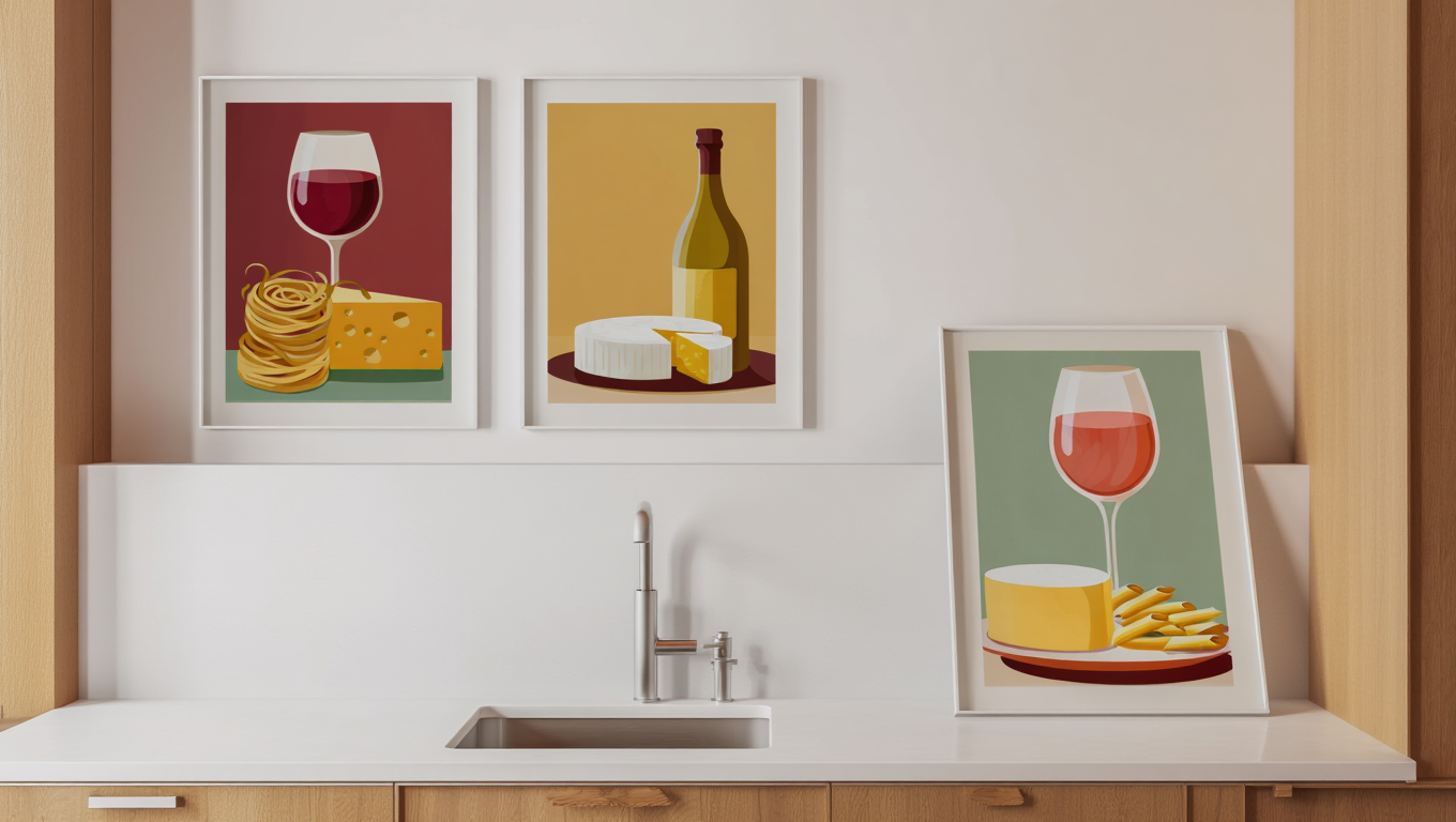Wine & Cheese Bundle – 3-Piece Art Set