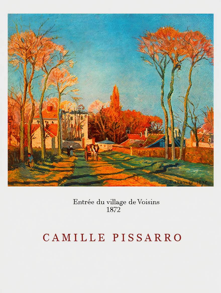 Camille Pissarro – Entrée du village de Voisins - Charming Impressionist Landscape Print