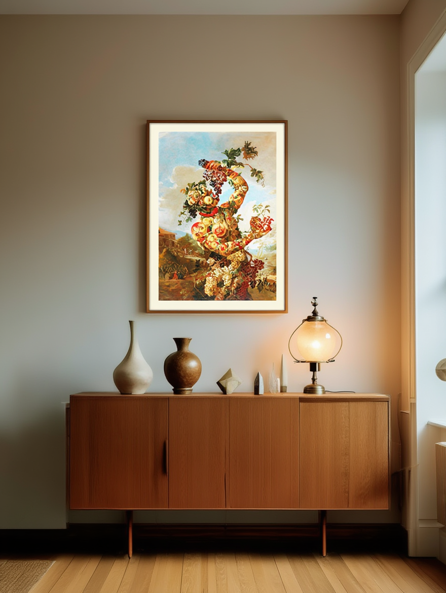 Anthropomorphic Allegory of Autumn by Giovanni Paolo Castelli – 17th Century Vintage Art Print