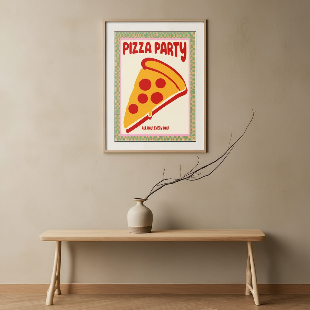 Pizza Party – Fun Minimalist Art Print for Kitchens & Dining Spaces