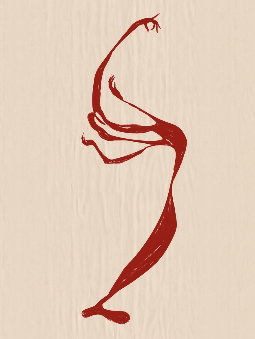 Abstract Line Dancing Figure – Contemporary Print