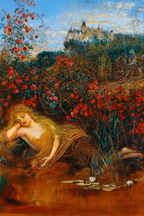 A Kamptal Nymph under a Rose Hedge by Anton Romako – 19th-Century Figurative Art Prin