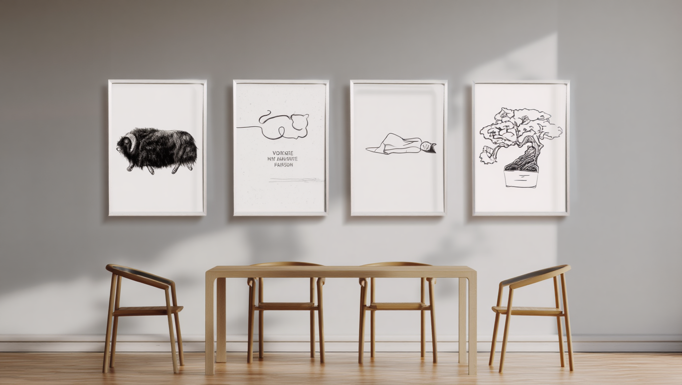 Contemporary Minimalist Wall Art – 4 Print Set