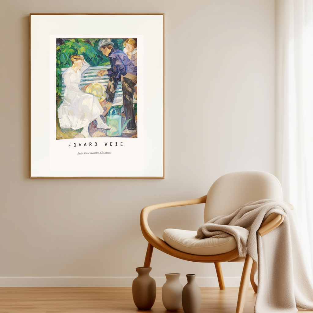 In the Vicar’s Garden by Edvard Weie – Danish Modernist Art Print - Hakyarts