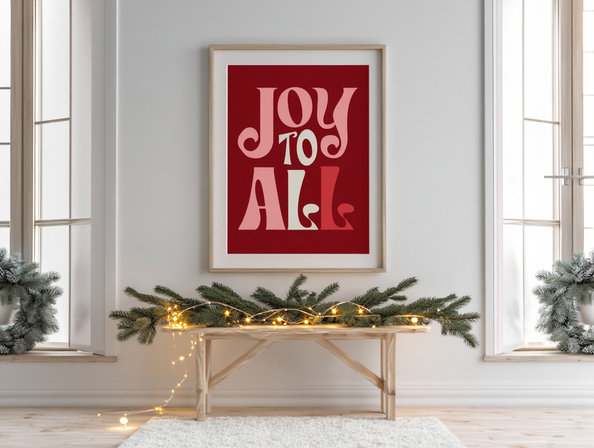 Joy To All – Red Christmas Poster