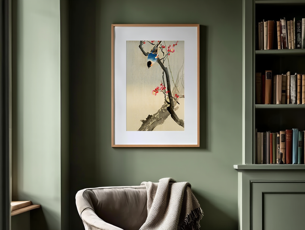Ohara Koson - Bullfinch on Flowering Tree Poster