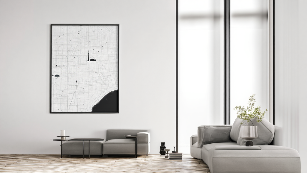 Toronto City Map Poster – Minimalist Black & White Urban Wall Art Print
