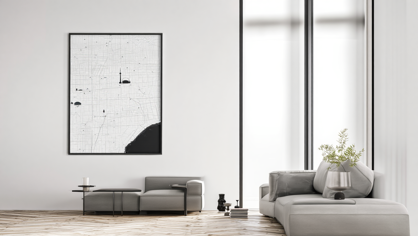 Toronto City Map Poster – Minimalist Black & White Urban Wall Art Print