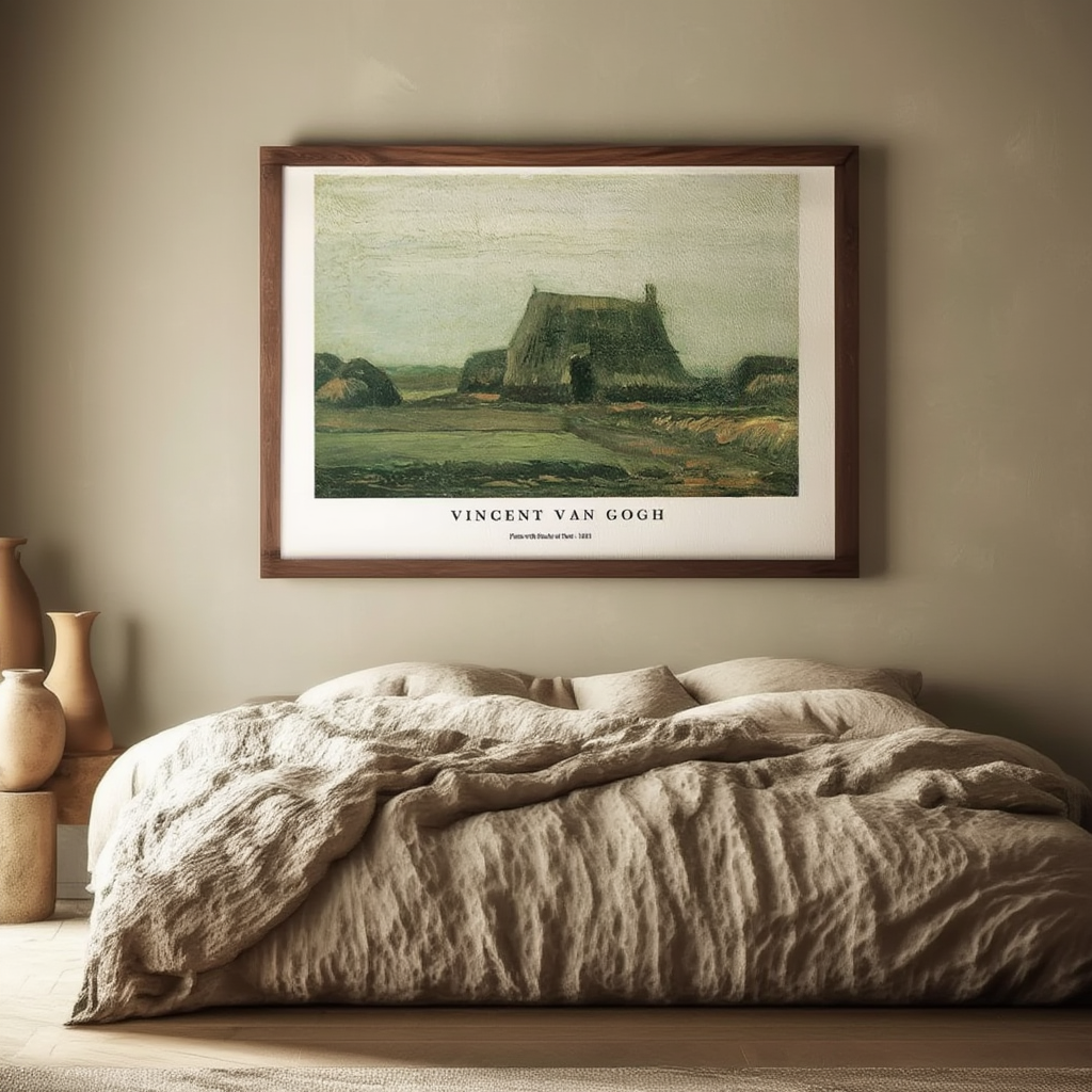 Vincent Van Gogh - Farm with Stacks of Peat Poster