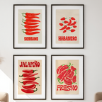 Modern Red Pepper Posters – Minimalist Kitchen Decor - Hakyarts
