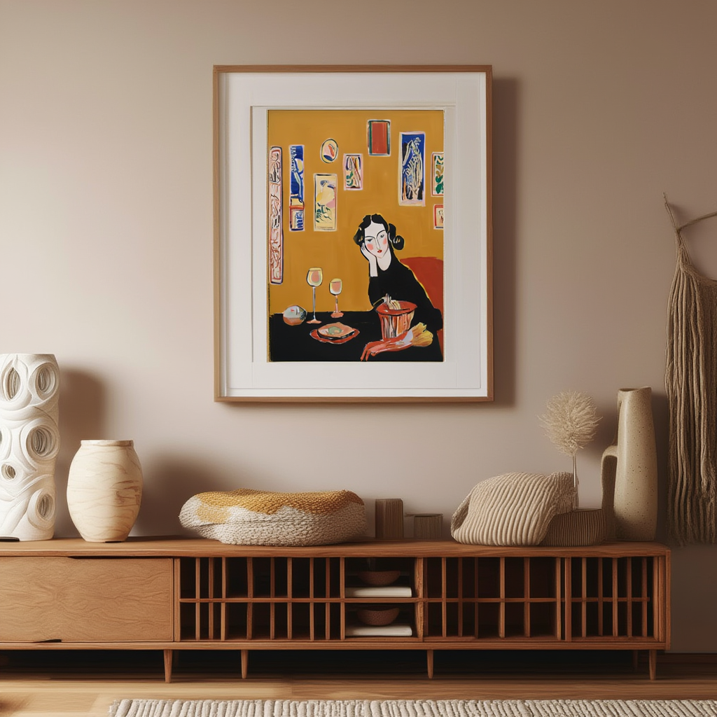 Pensive Woman Art Print – Minimalist Figurative Wall Art for Modern Interiors