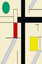 Set of 3 Contemporary & Japanese Art Wall Prints – Myriam Thyes Abstract Spaces, Minimalist Chair Design & Hashiguchi Goyō Illustration Set