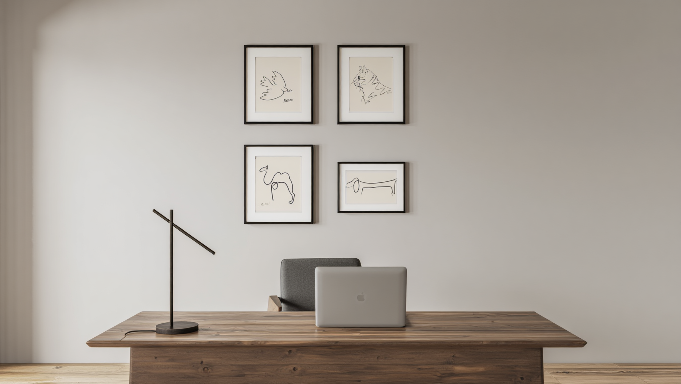 Picasso Line Art Animal Collection – Set of 4 Minimalist Prints