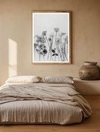 Black and White Pressed Flowers Poster - Hakyarts