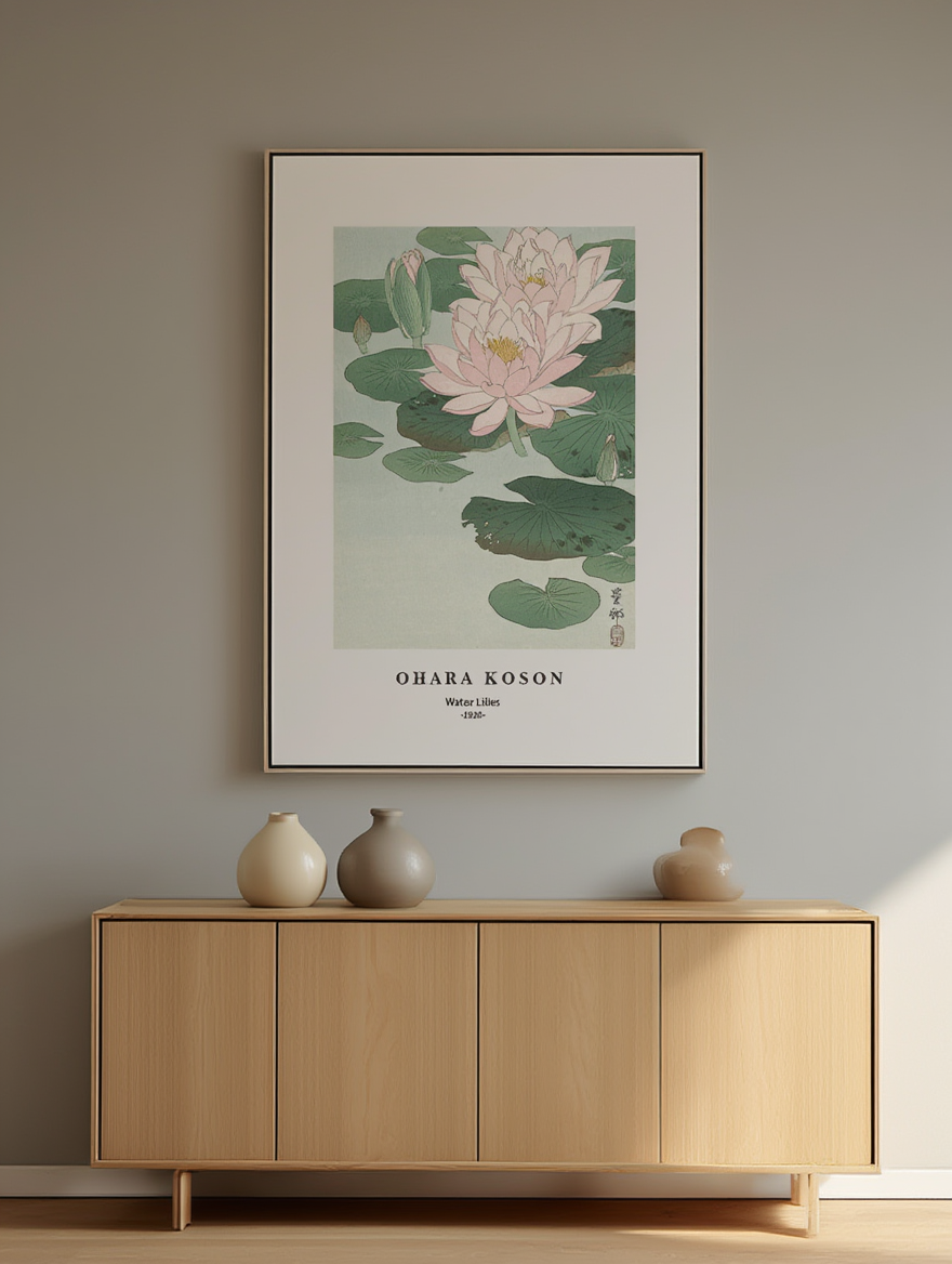 Ohara Koson – Water Lilies Poster – Serene Japanese Woodblock Art Print