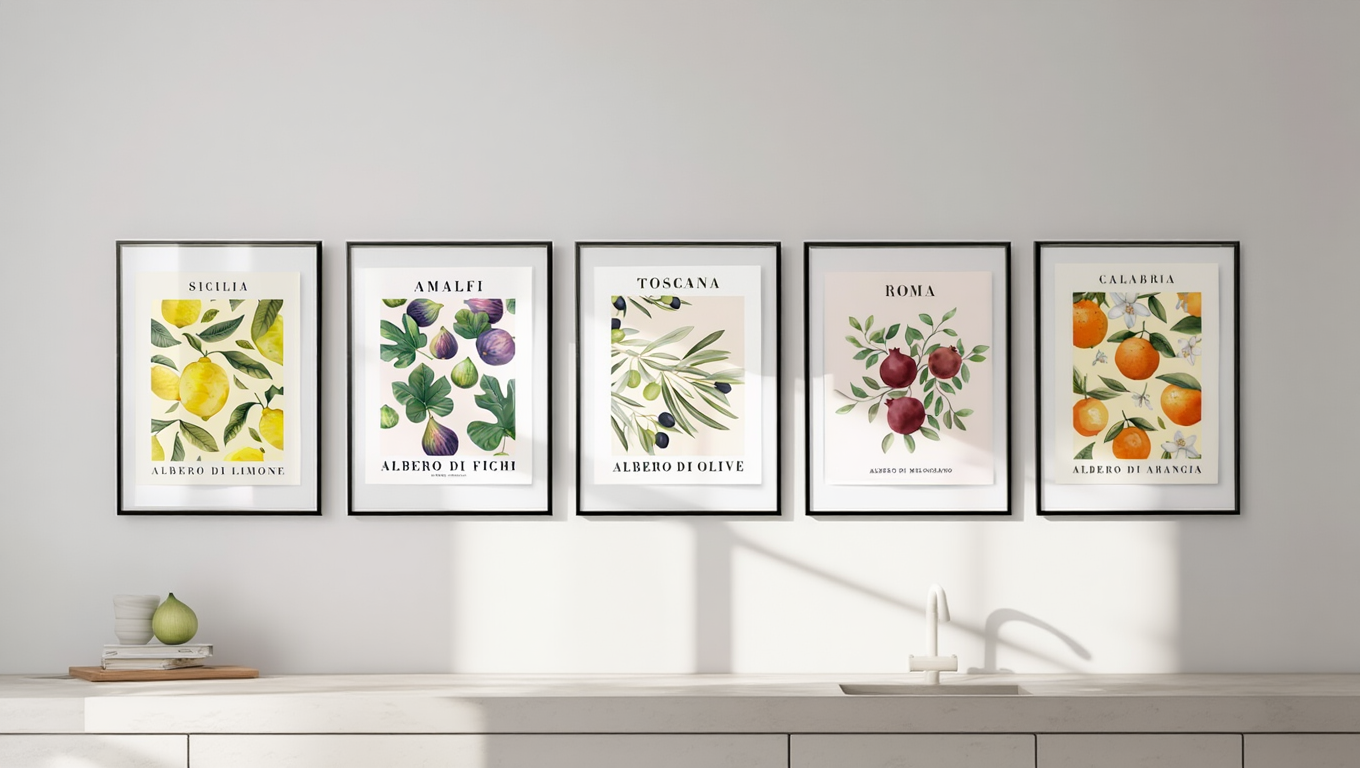 5 Italian Fruits Prints – Colorful Kitchen & Dining Wall Art