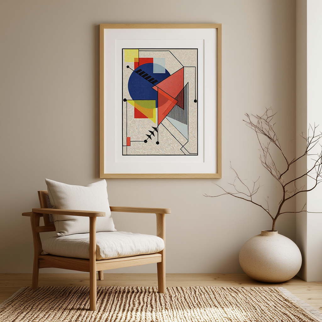 Midcentury Bauhaus Design Print – Moderne abstrakt kunstplakat | Hakyarts