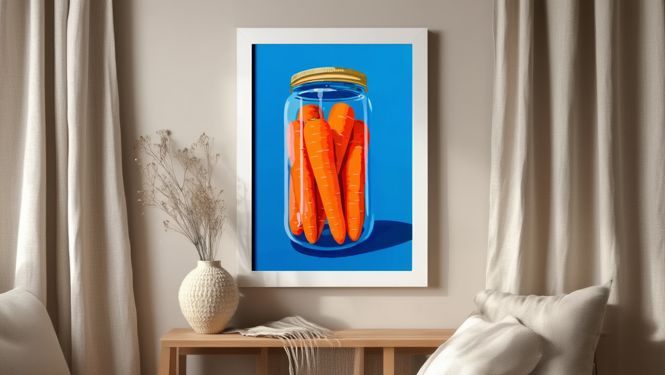 Pop Art Carrots Jar – Vibrant Kitchen Wall Art Print
