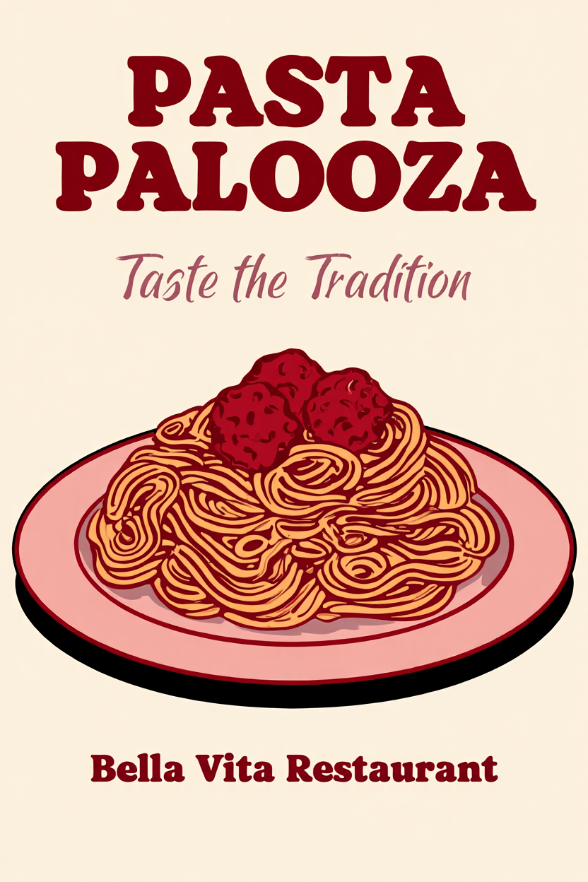 6 Retro Kitchen Posters – Pasta, Pizza & Coffee Love Canvas Prints in Red & Pink Tones for Living Room & Dining Decor