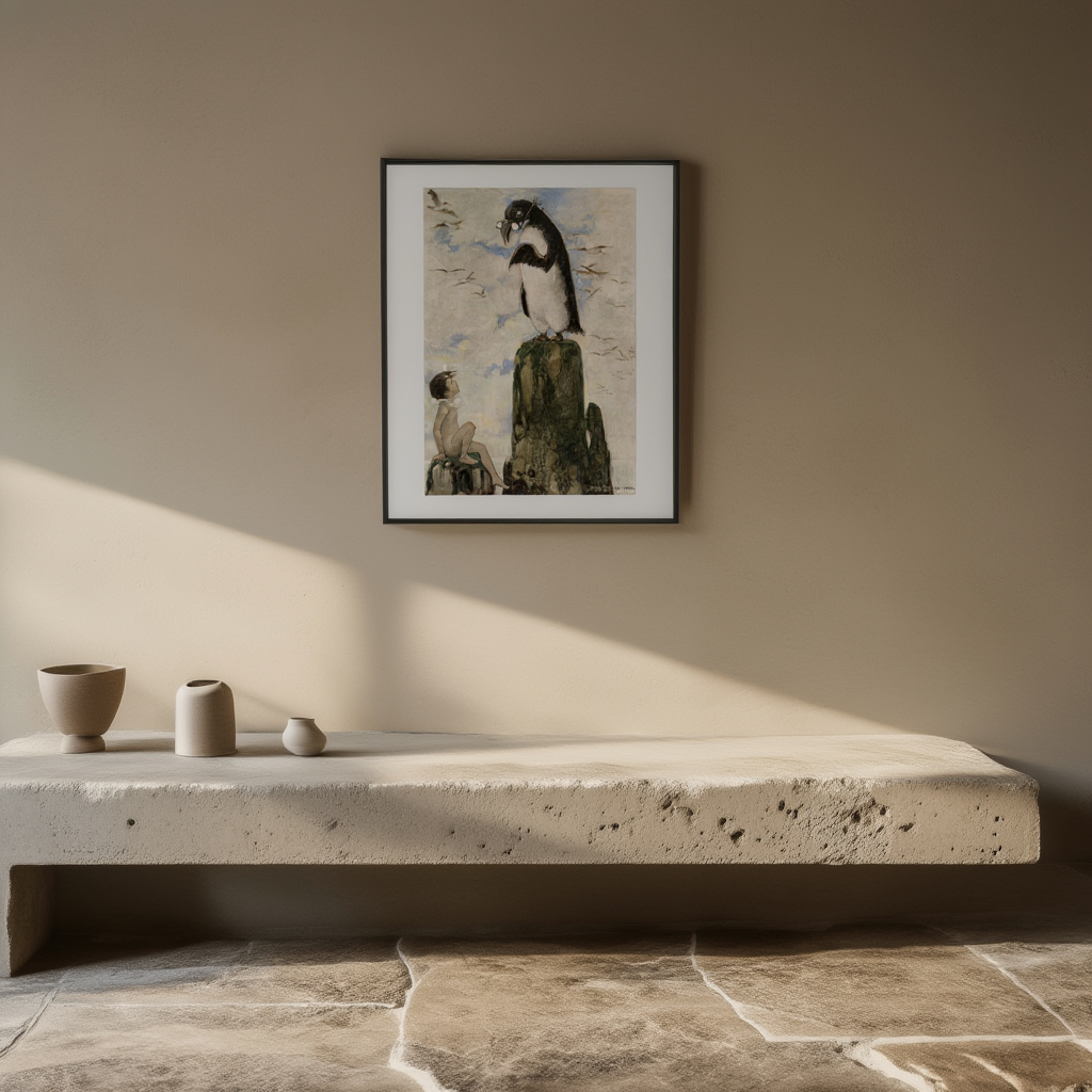 And There He Saw the Last of the Gairfowl by Jessie Willcox Smith – Vintage Figurative Wall Art Print