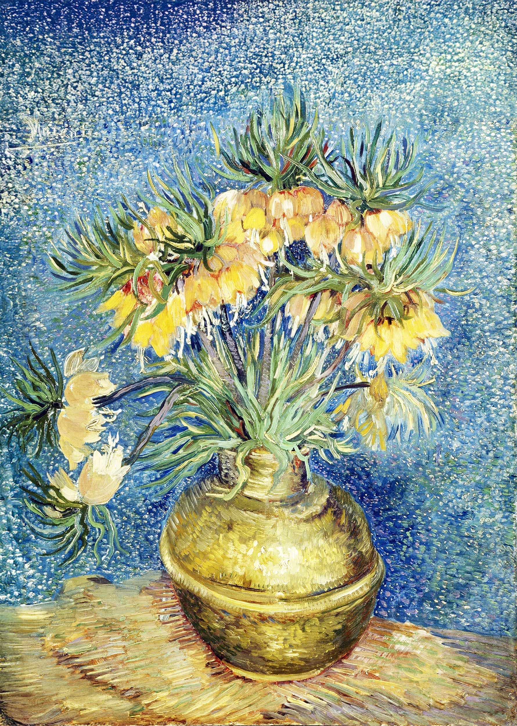 Imperial Fritillaries in a Copper Vase