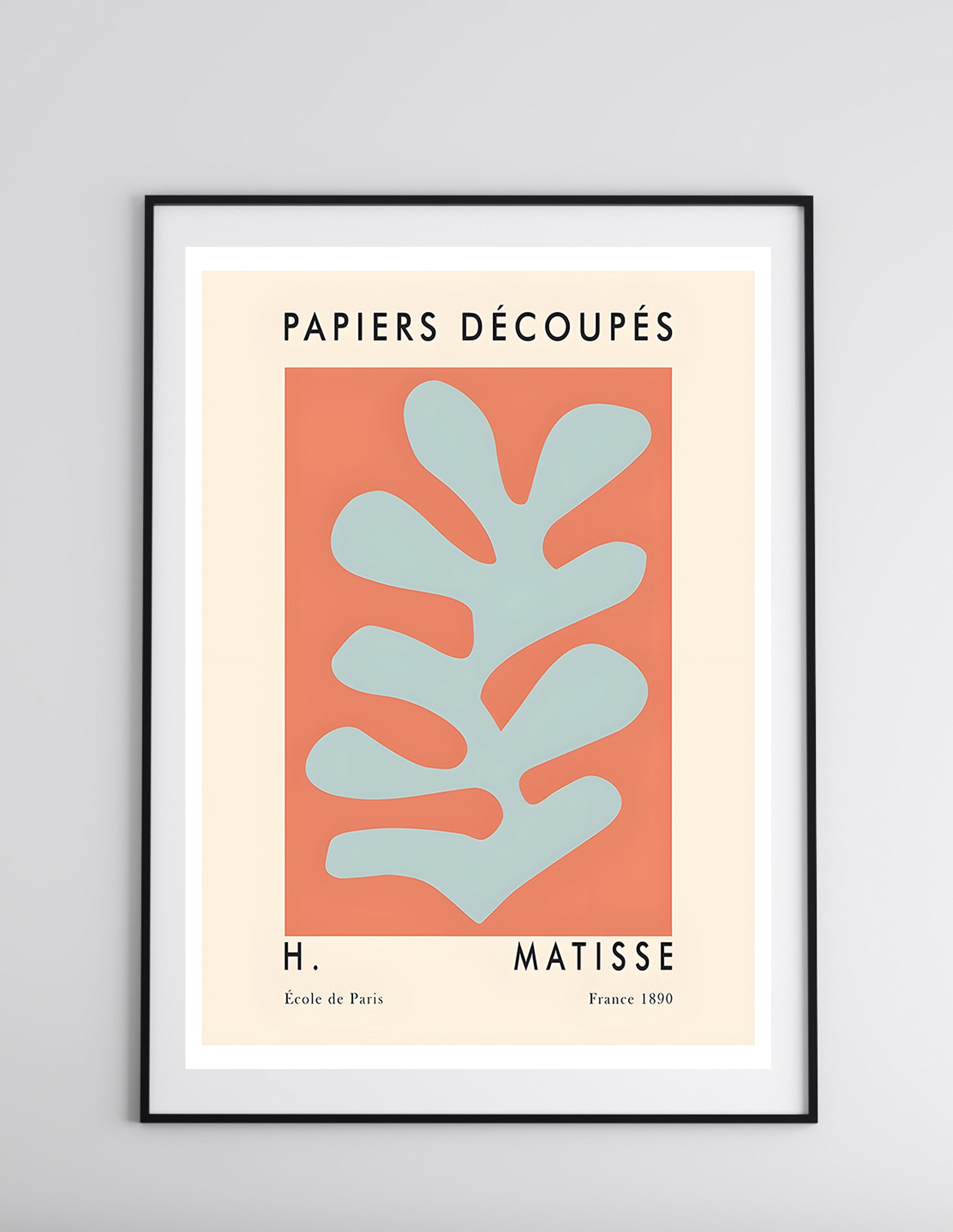 Scandinavian Coral Abstract Leaf Print