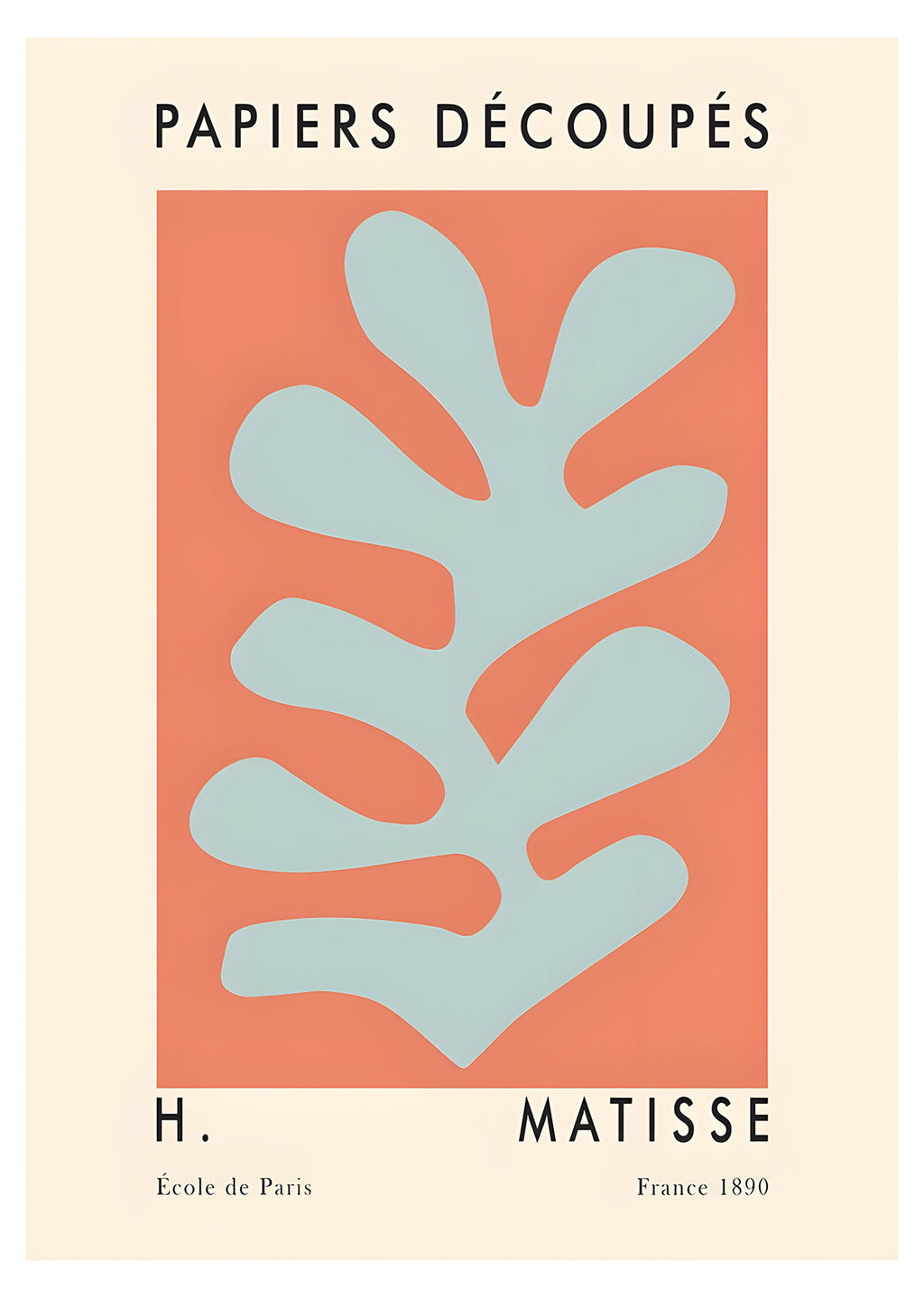 Scandinavian Coral Abstract Leaf Print