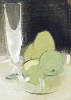 Green Modern Art Set of 3 – Still Life Apple & Champagne, Geometric Illustration & Monet Impressionist Print Modern Art