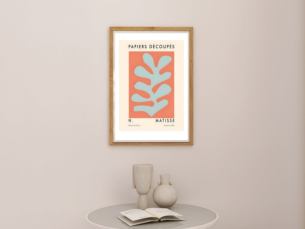 Scandinavian Coral Abstract Leaf Print