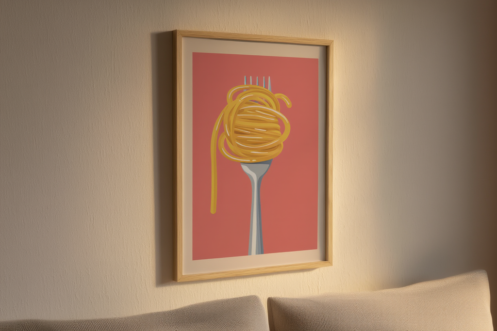 Pasta Fork Spaghetti – Minimalist Food Art Print