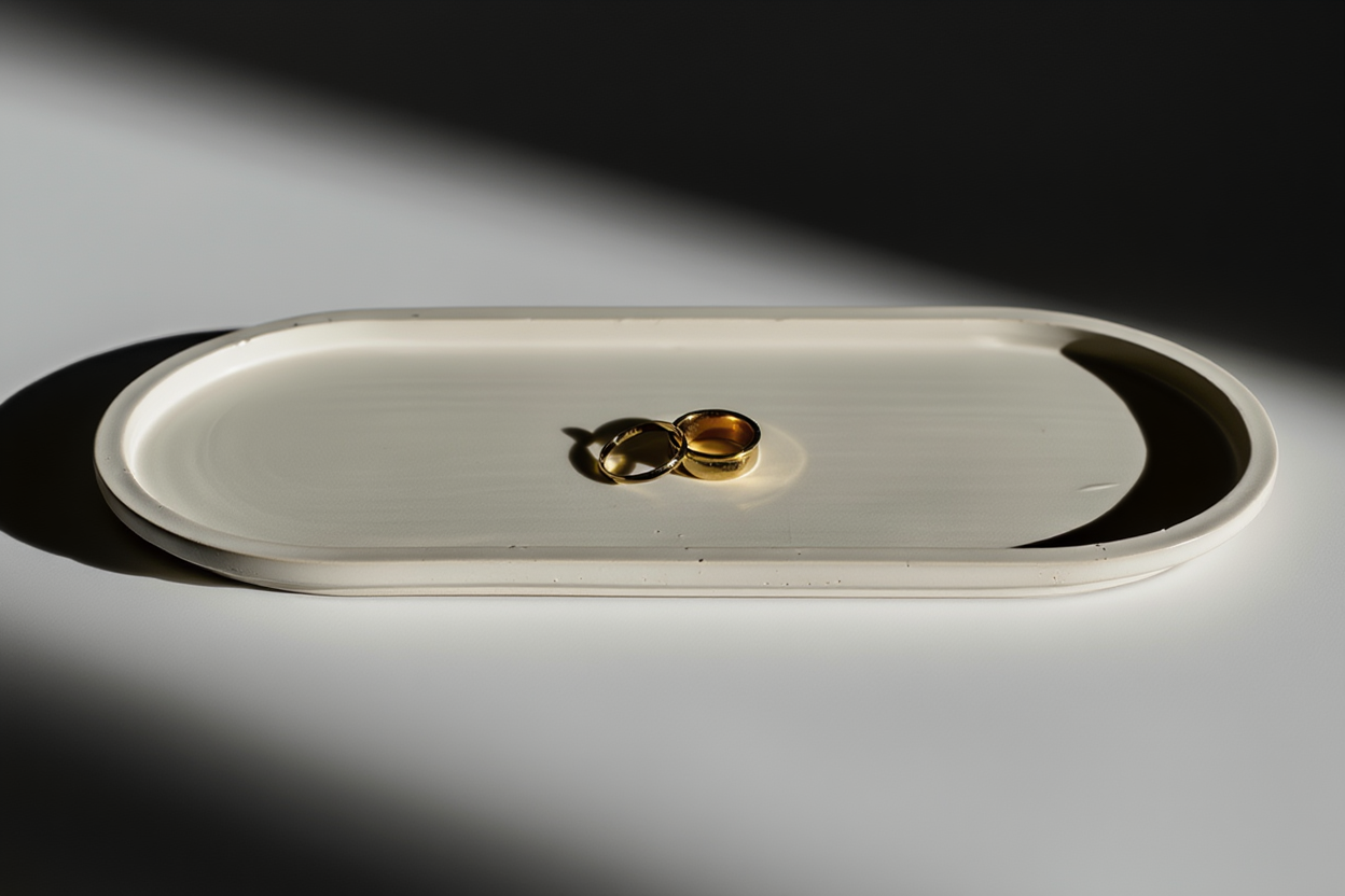 Minimalist Large Oval Tray – White Cream Home Decor