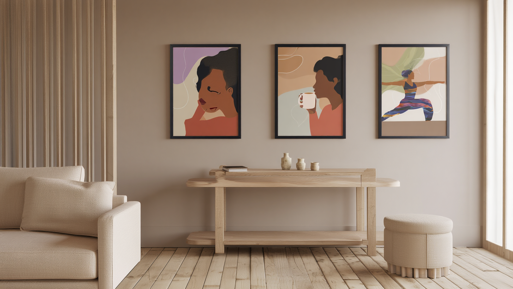 Black Women Wellness Abstract – Set of 3