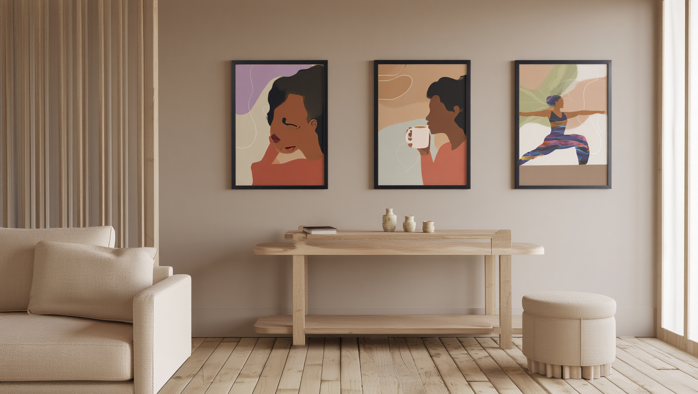 Black Women Wellness Abstract – Set of 3