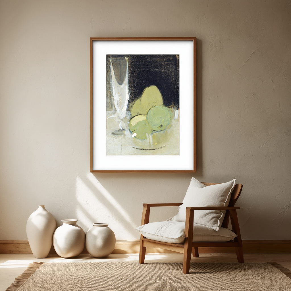 Helene Schjerfbeck - Green Apples and Champagne Glass