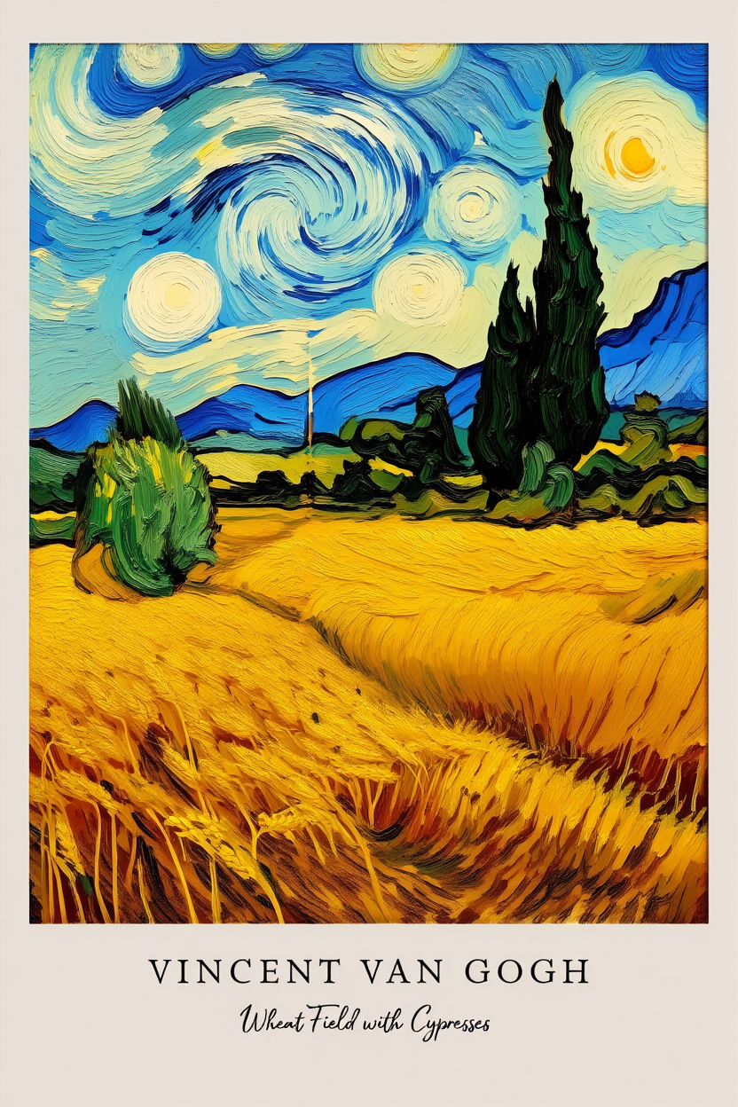 Vincent Van Gogh Wall Art Set – 4 Iconic Prints for Gallery Walls