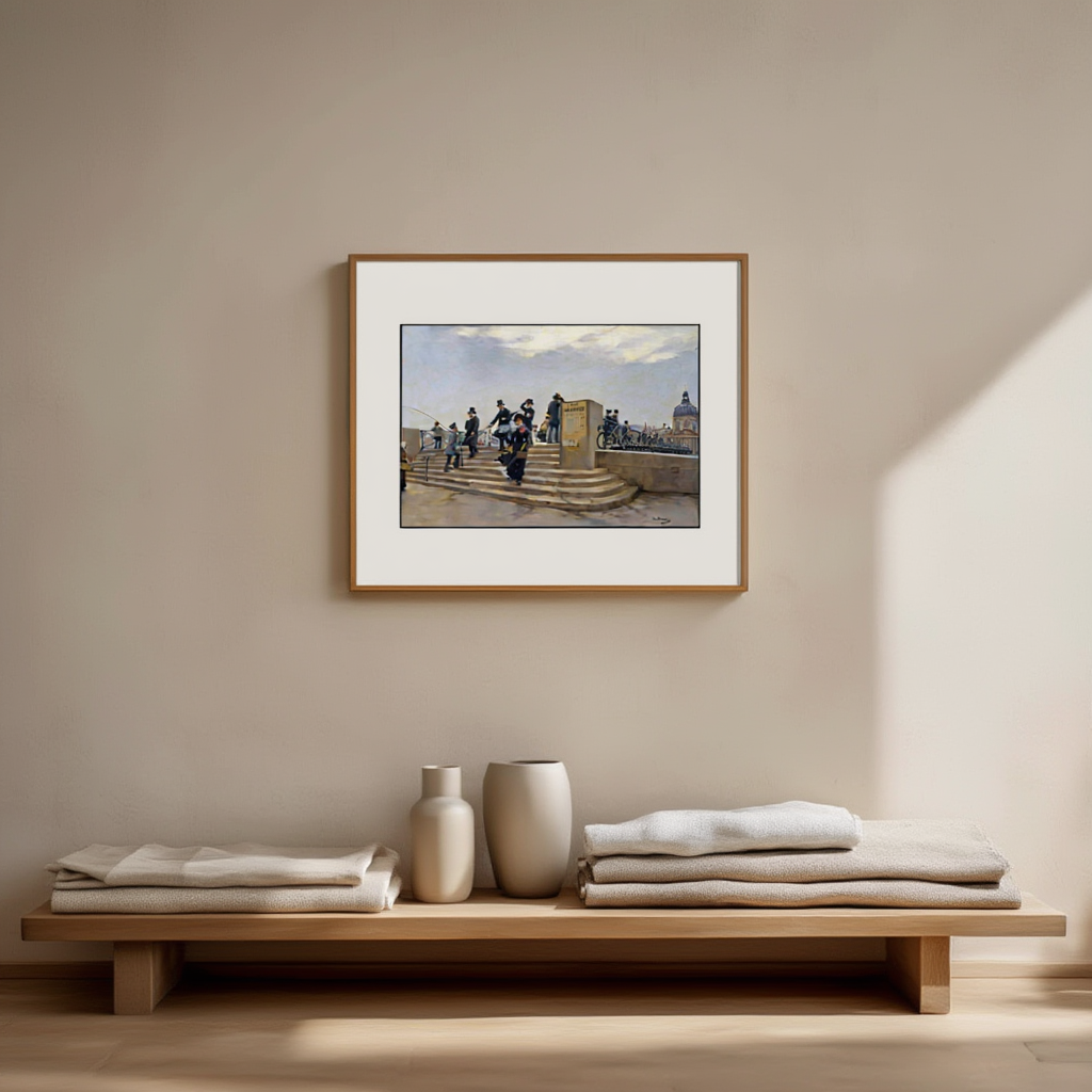 Jean Béraud  - A Windy Day on The Pont des Arts