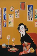 Set of 2 Modern Figurative Wall Art Prints – A Glass Tonight & Pensive Woman Minimalist Gallery Set