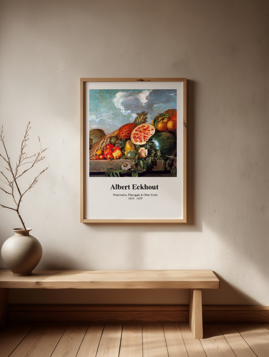 Albert Eckhout - Watermelon, Pineapple and Other Fruits Poster