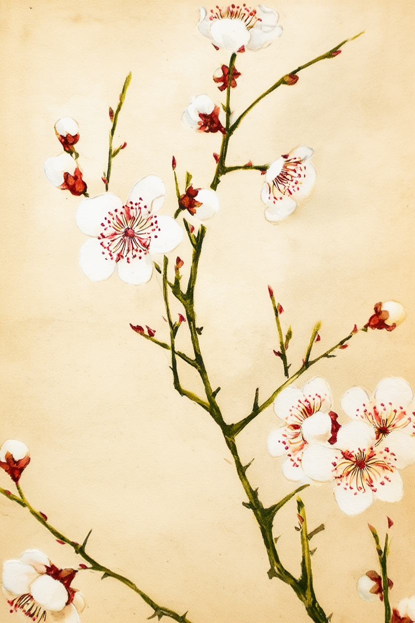 Megata Morikaga - Plum Branches with Blossoms