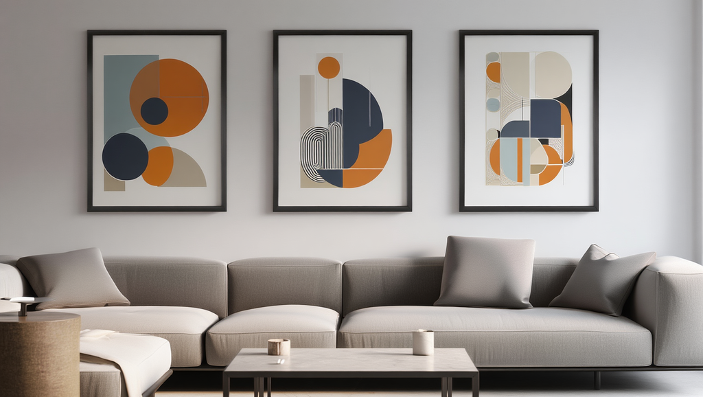 Nordic Bauhaus Mid-Century – Office Set of 3 Modern Prints