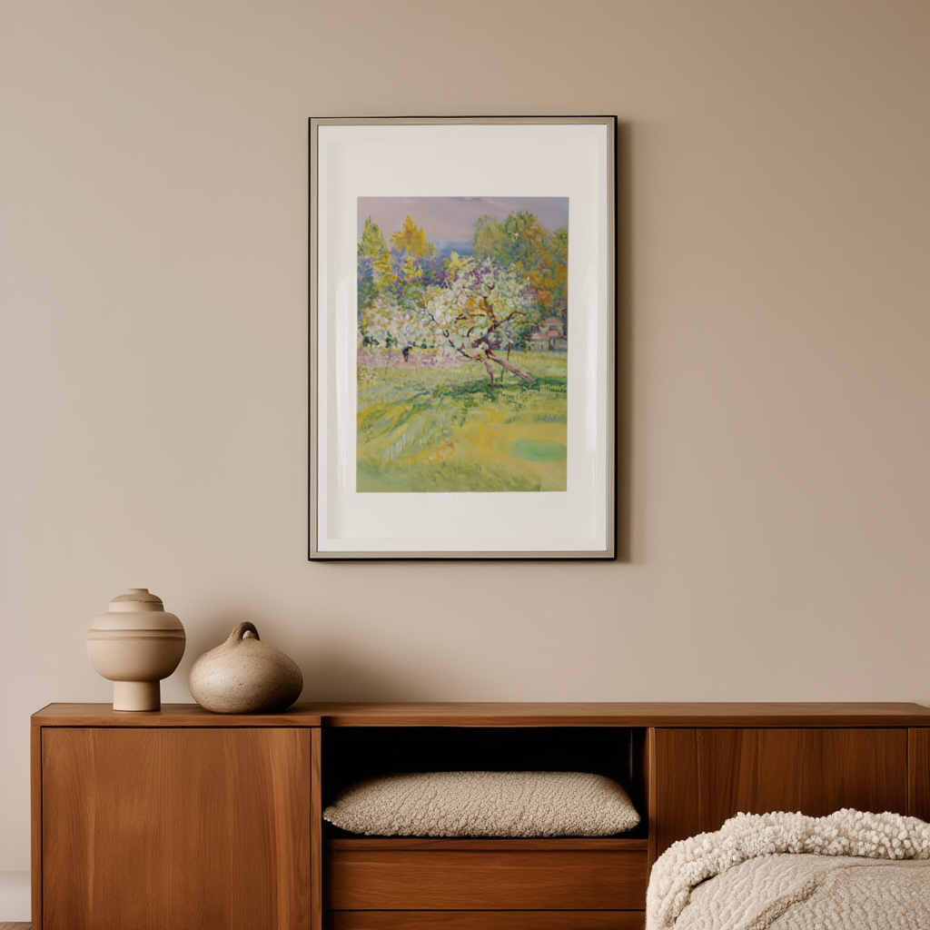 Arbres en Fleur dans la Prairie, Auvergne (1864) by Victor Charreton – Vintage French Landscape Art Print