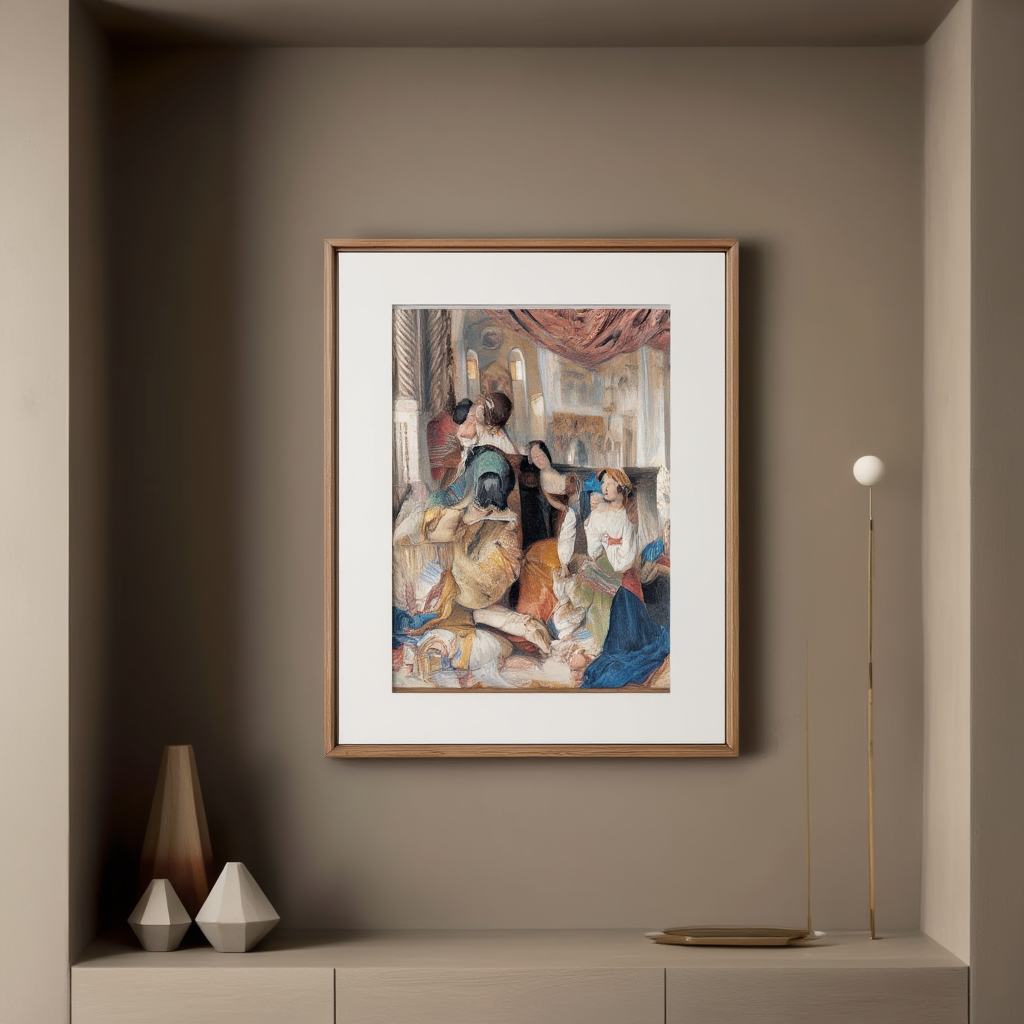 Roman Pilgrims by John Frederick Lewis – 19th-Century Orientalist Figurative Art Print