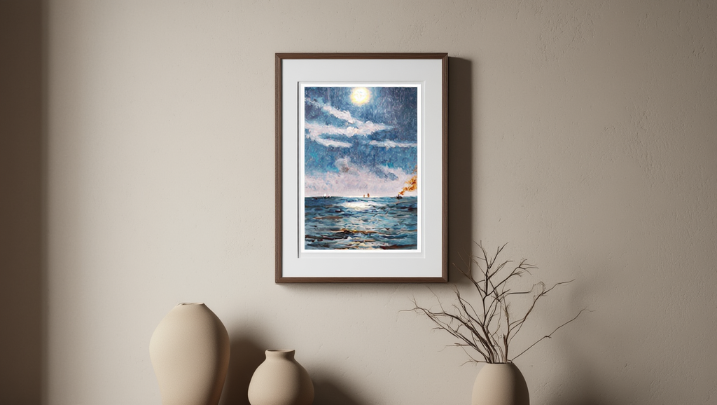 Alfred Stevens - Une scène marine calme au clair de lune