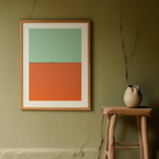Red and Green Squares – Abstract Minimalist Art Print